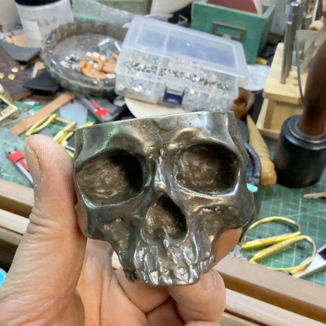 300g Solid White Copper Skull Ashtray