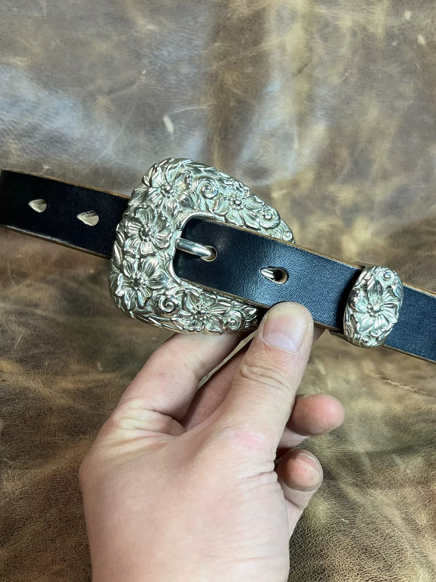 Black JF Horse Rein women's handmade belt
