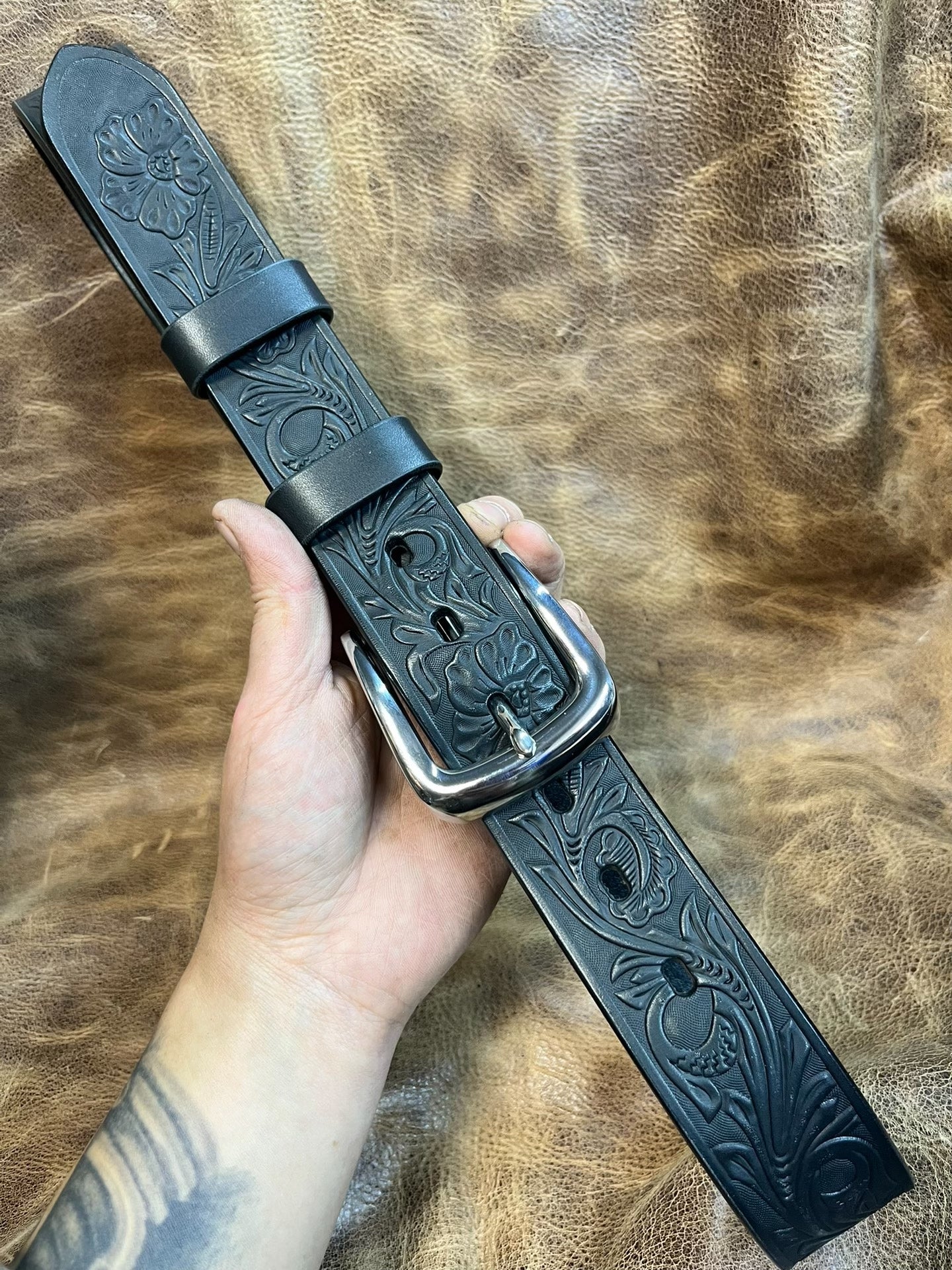 Meian vegetable tanned genuine first layer cowhide carved handmade…