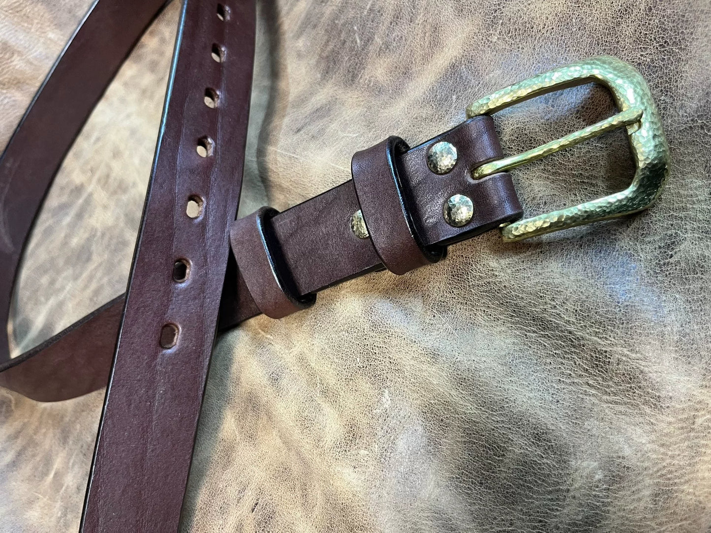 Black dyed bison leather handmade belt imported from North America