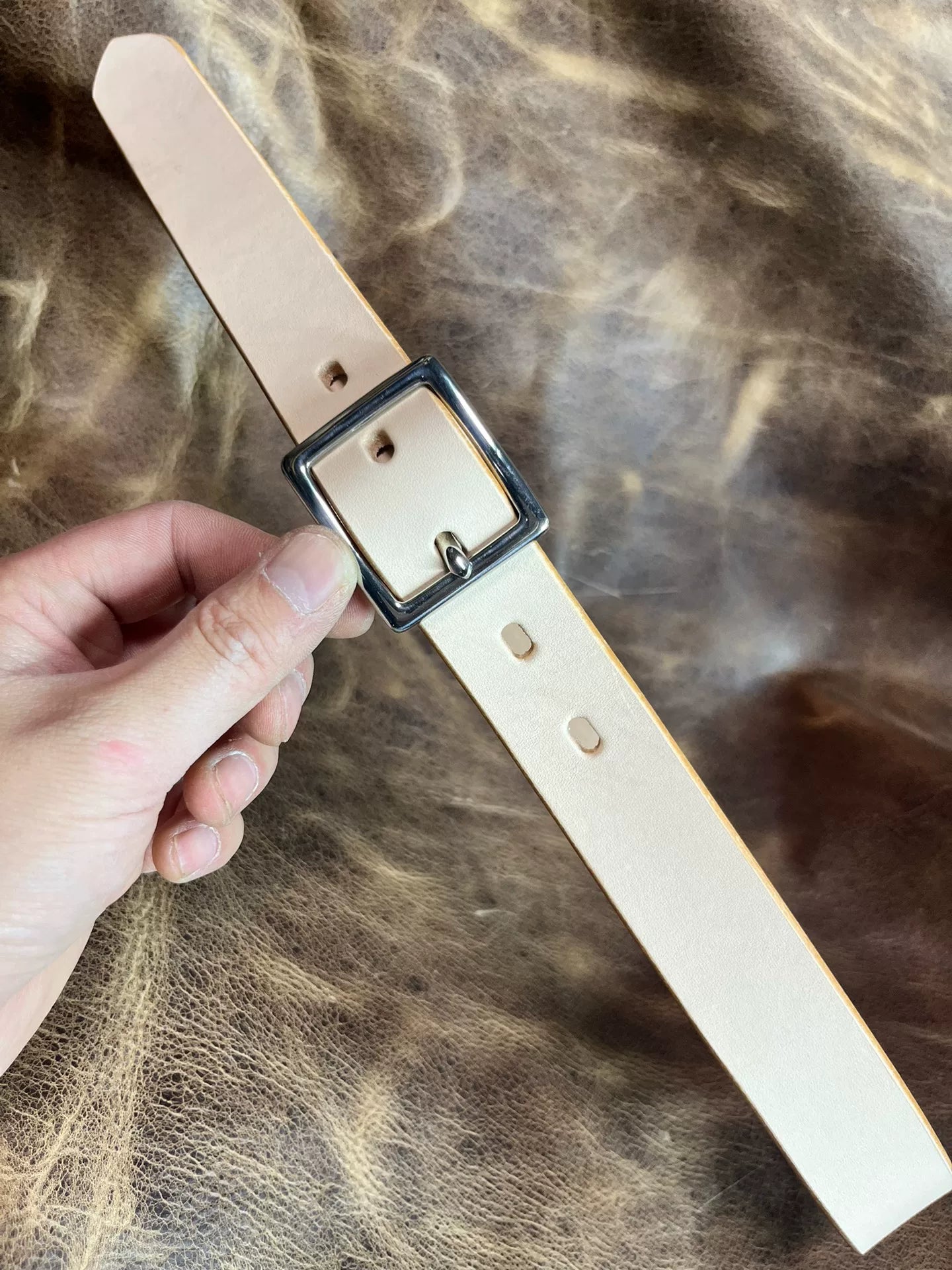 Handmade belt Italian vegetable tanned leather 3 cm wide belt handm…