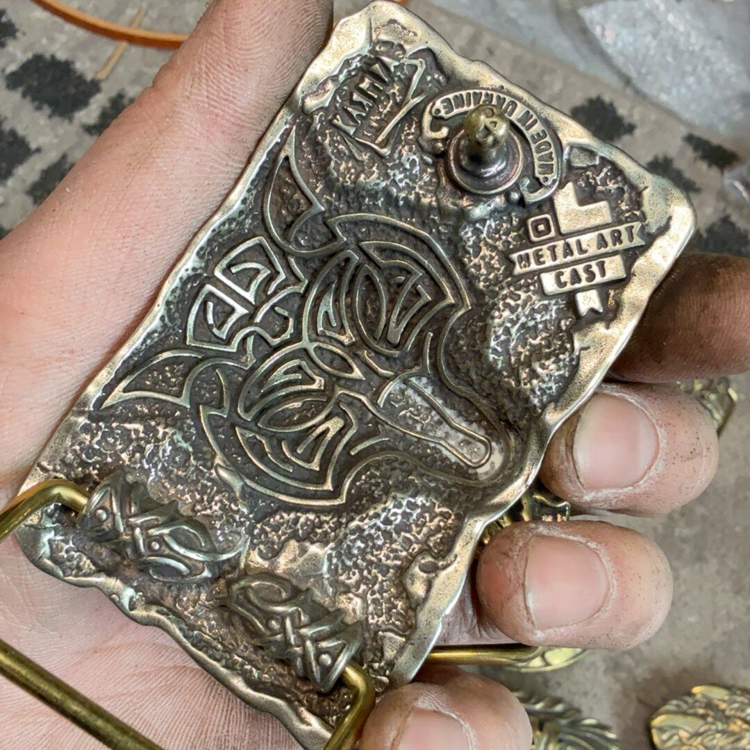 Pure copper wolf head Western Central Cuban buckle