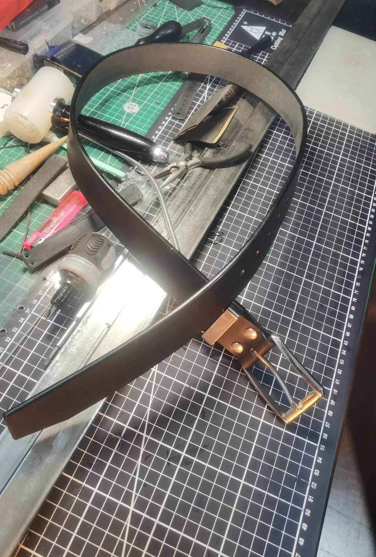 Meian handmade belt, imported from Meian. Black, business casual belt