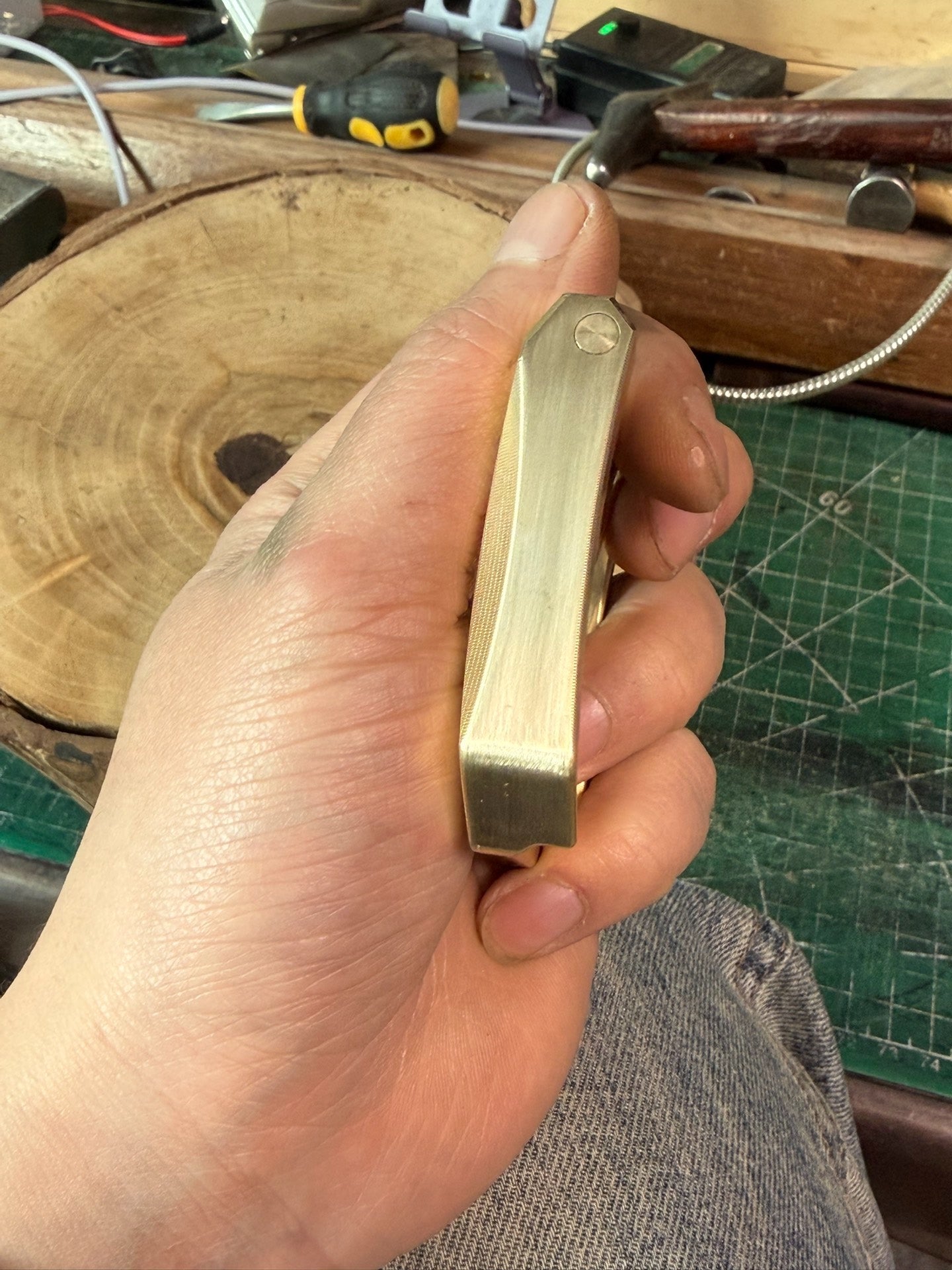 Brass large D buckle octagonal buckle wire cut thick belt buckle 4.…