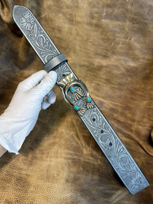 Indiana Navajo Italian Horse Rein Carved Handmade Belt Customized