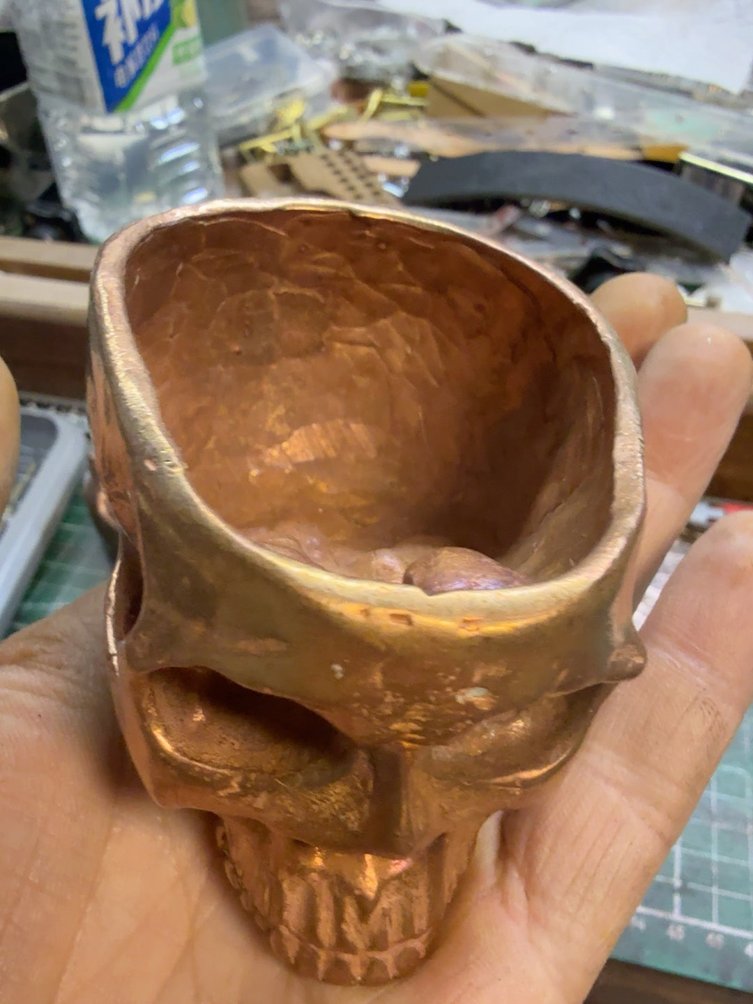 300g Solid Purple Copper Skull Ashtray