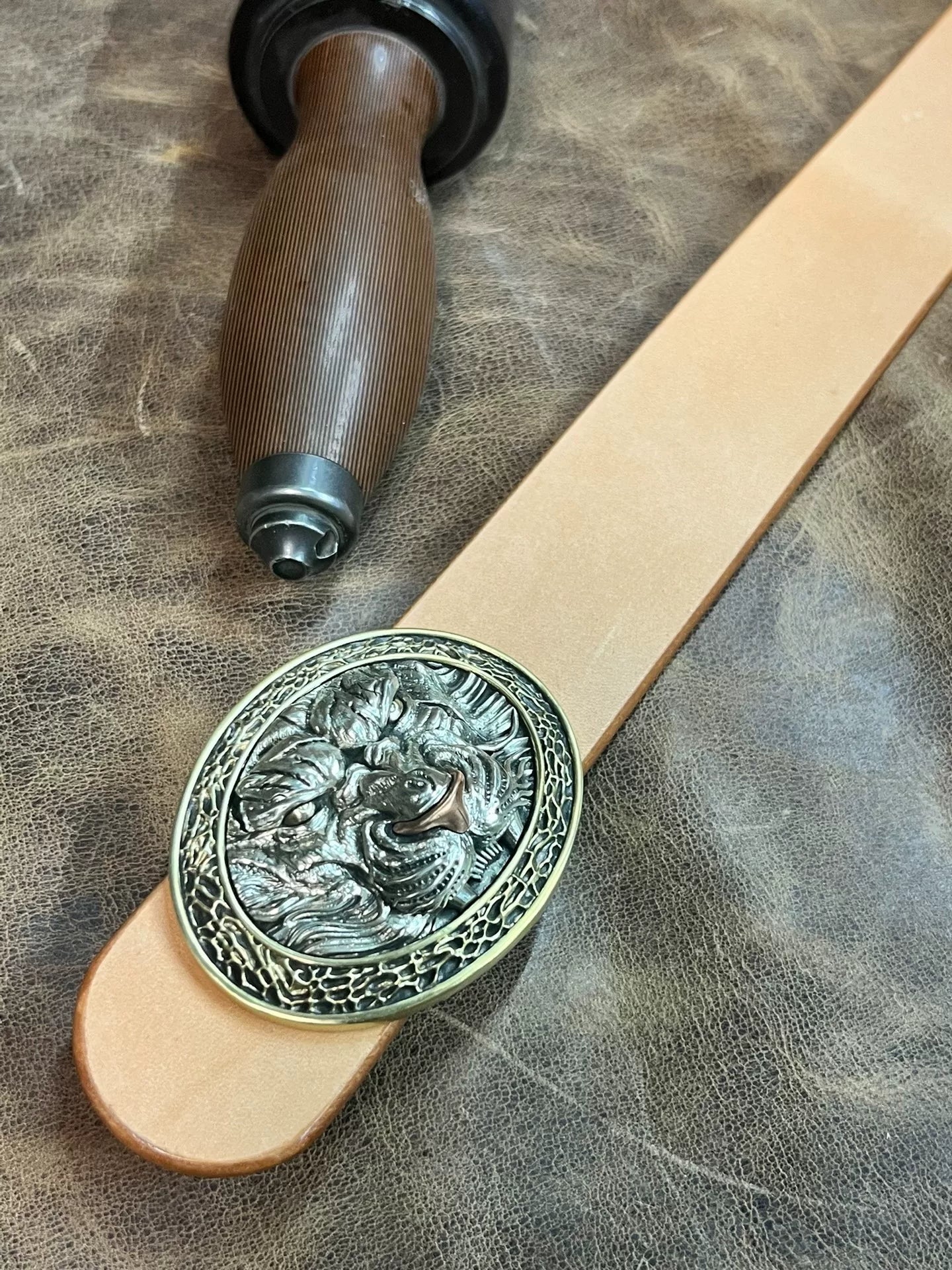 Tiger pure copper handmade belt buckle