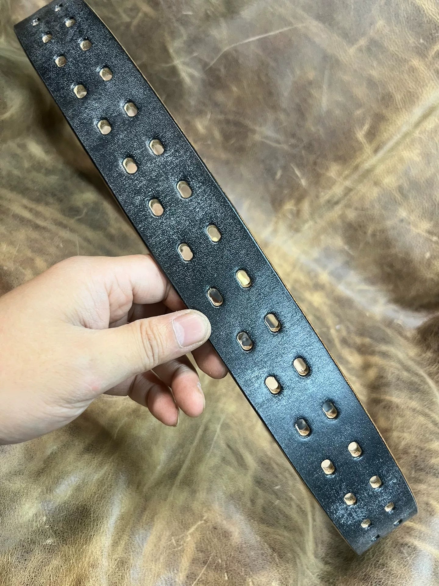 JF Full-Grain Bridle Leather Double-Stitch Handmade Belt