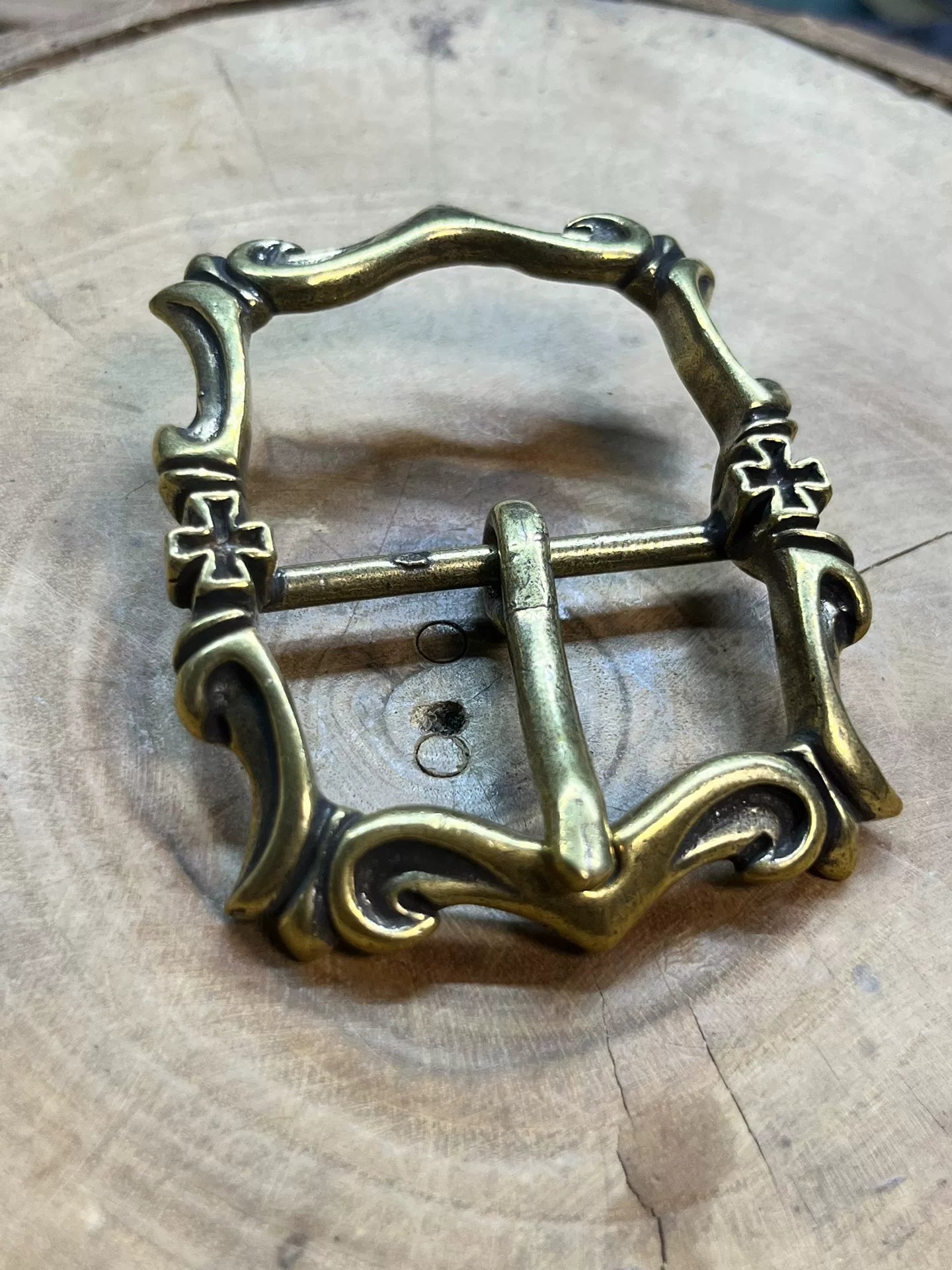 Pure copper belt buckle solid carved cross casual belt buckle trous…