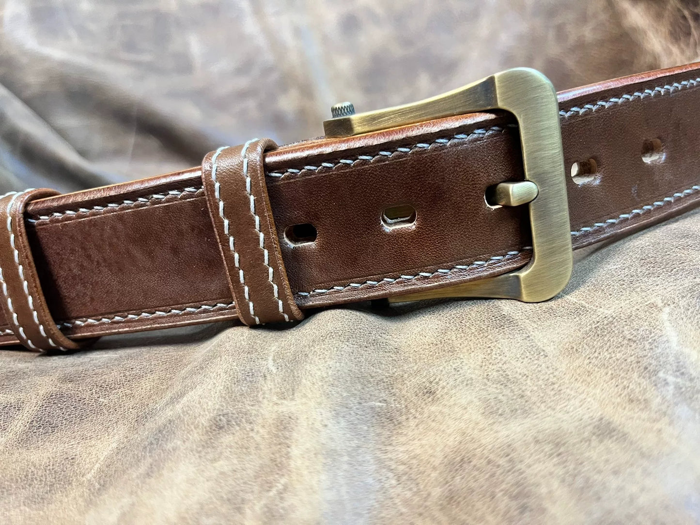 7mm thick double-layer hand-stitched cordovan leather handmade belt…