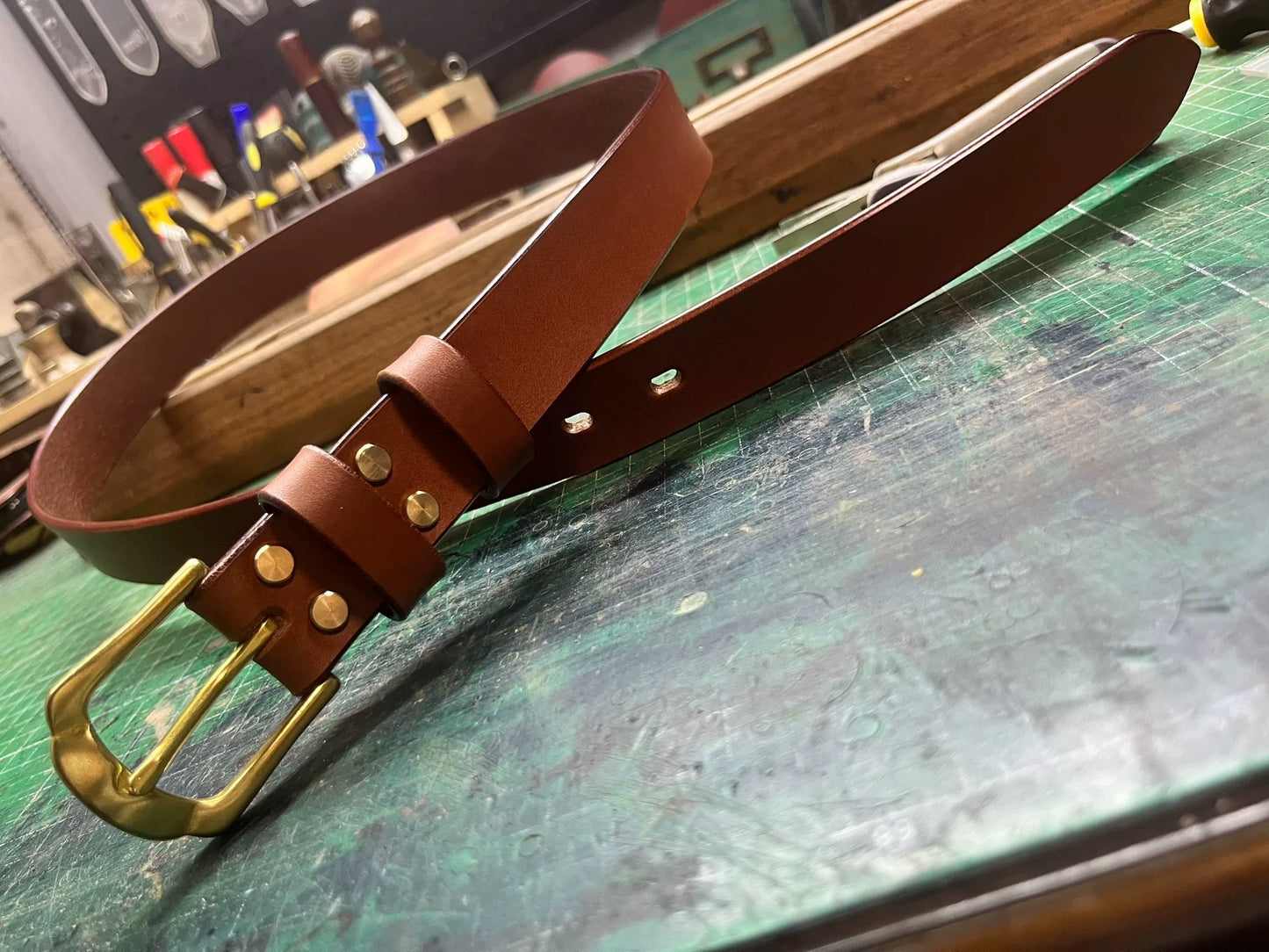 3cm Narrow Handmade Belt — Italian Tuscany Leather, Solid Brass Buckle
