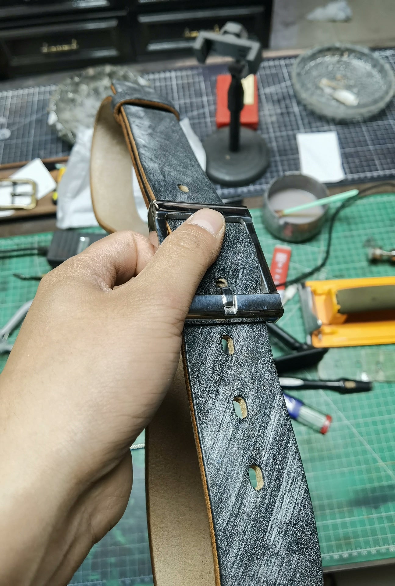 5–5.5mm Black JF Bridle Leather — Full-Grain Handmade Belt