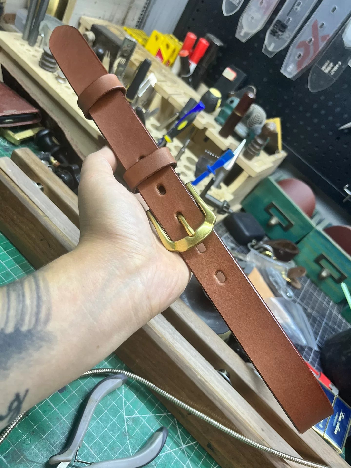 3cm Narrow Handmade Belt — Italian Tuscany Leather, Solid Brass Buckle