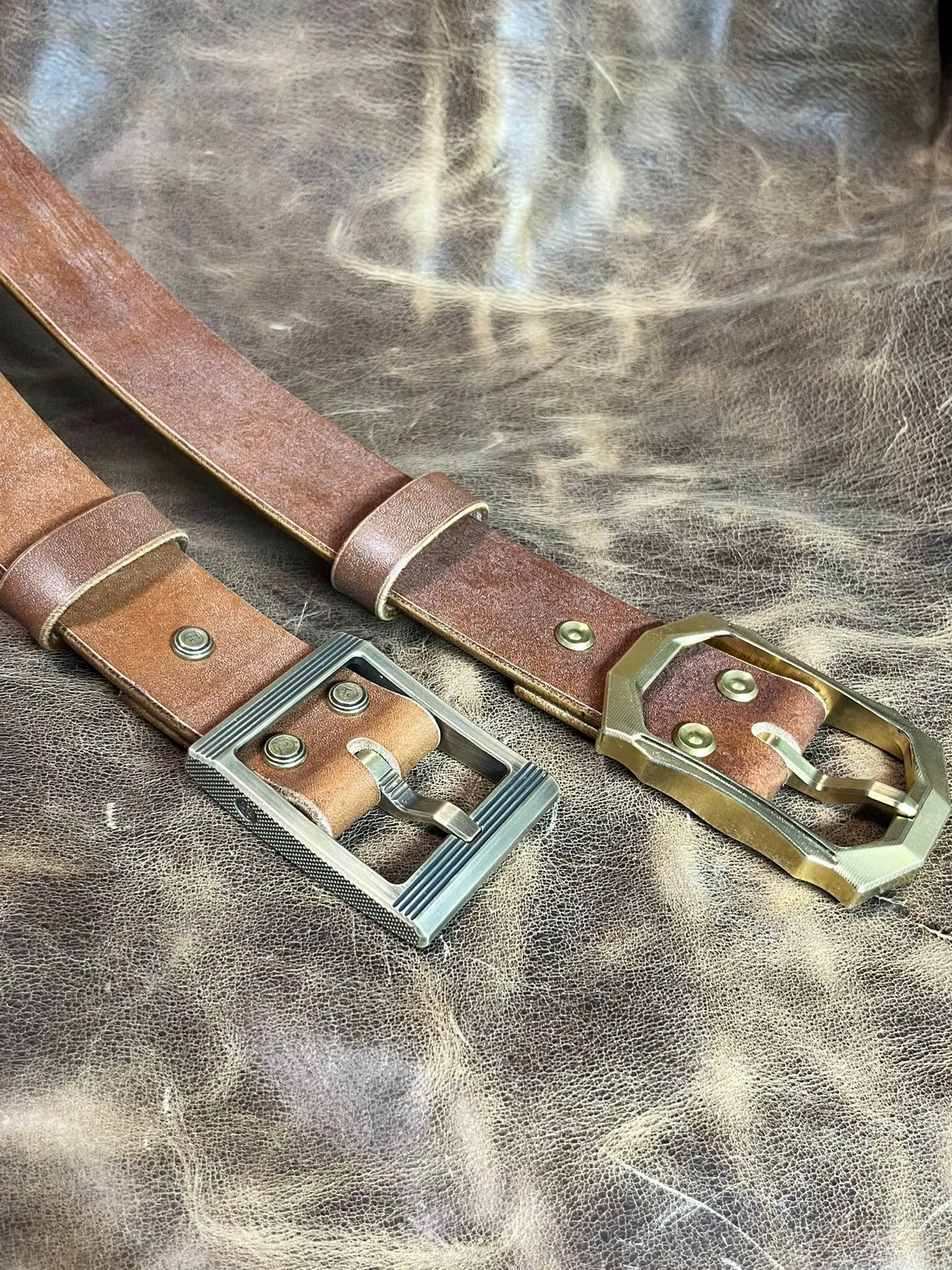 JF full-grain caramel brown bridle leather