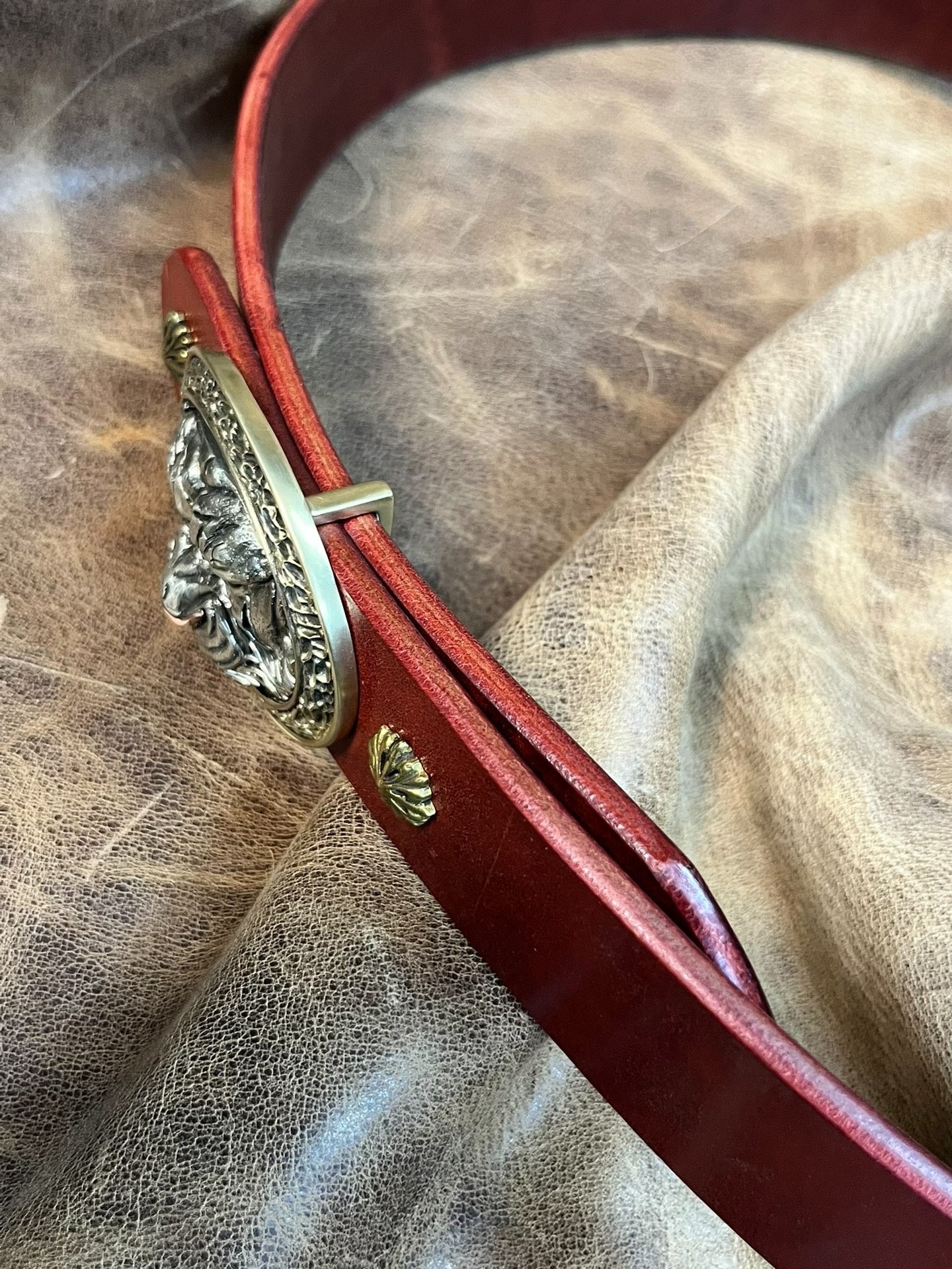 Tiger pure copper handmade belt buckle