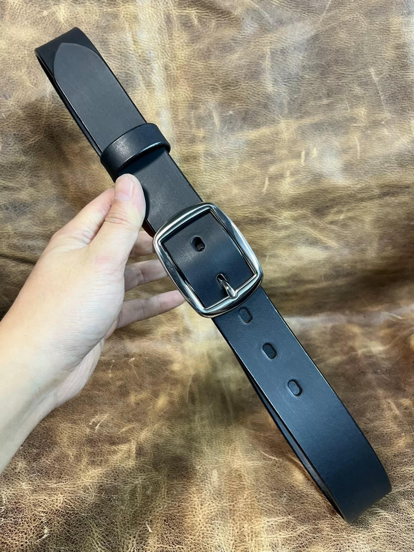 Italian saddle vegetable tanned handmade belt