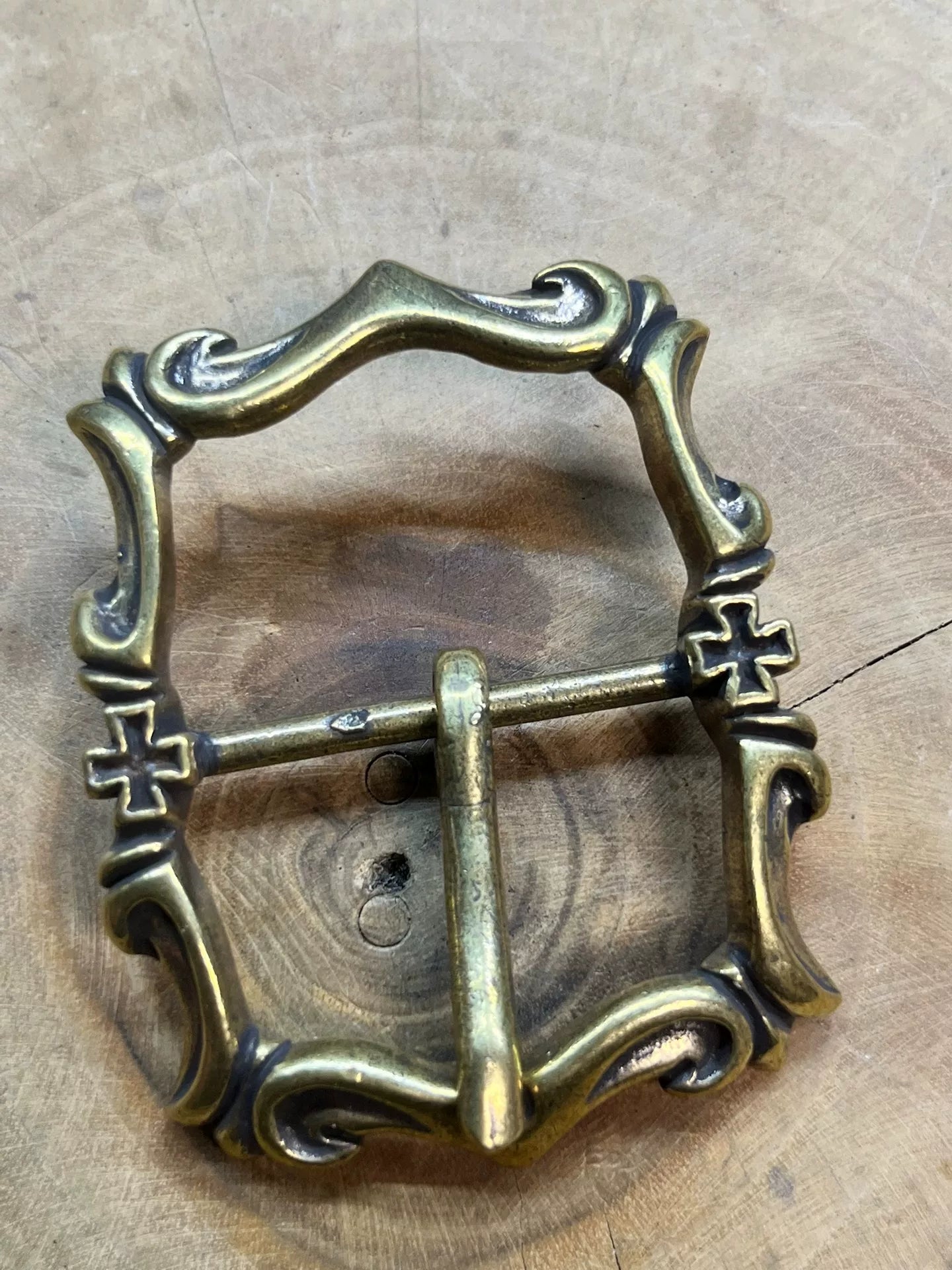 Pure copper belt buckle solid carved cross casual belt buckle trous…