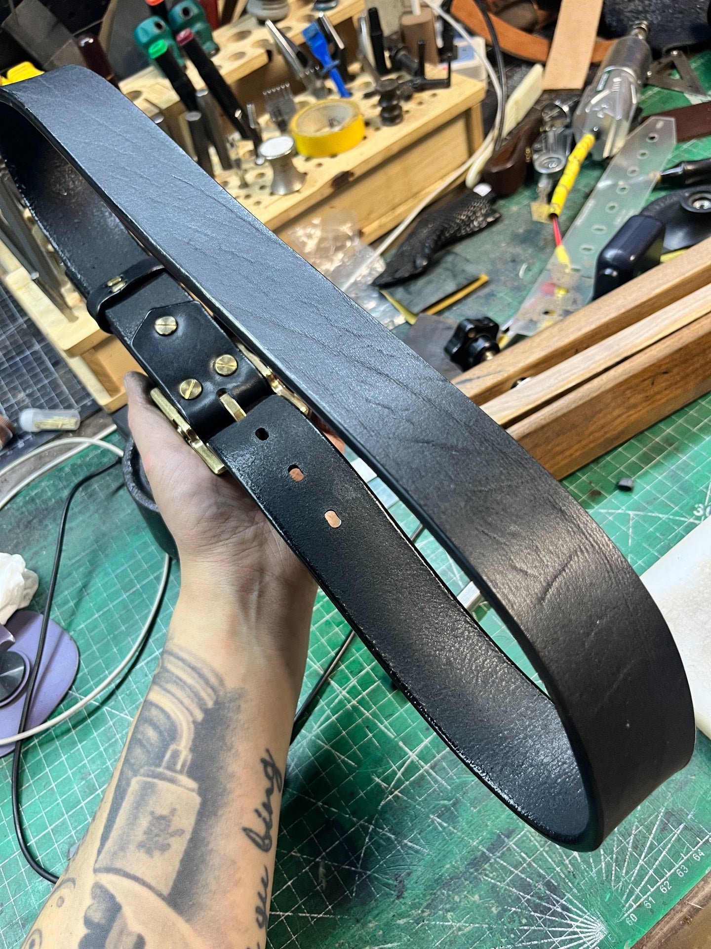 Custom 5.5–6mm North American Bison Leather Handmade Belt