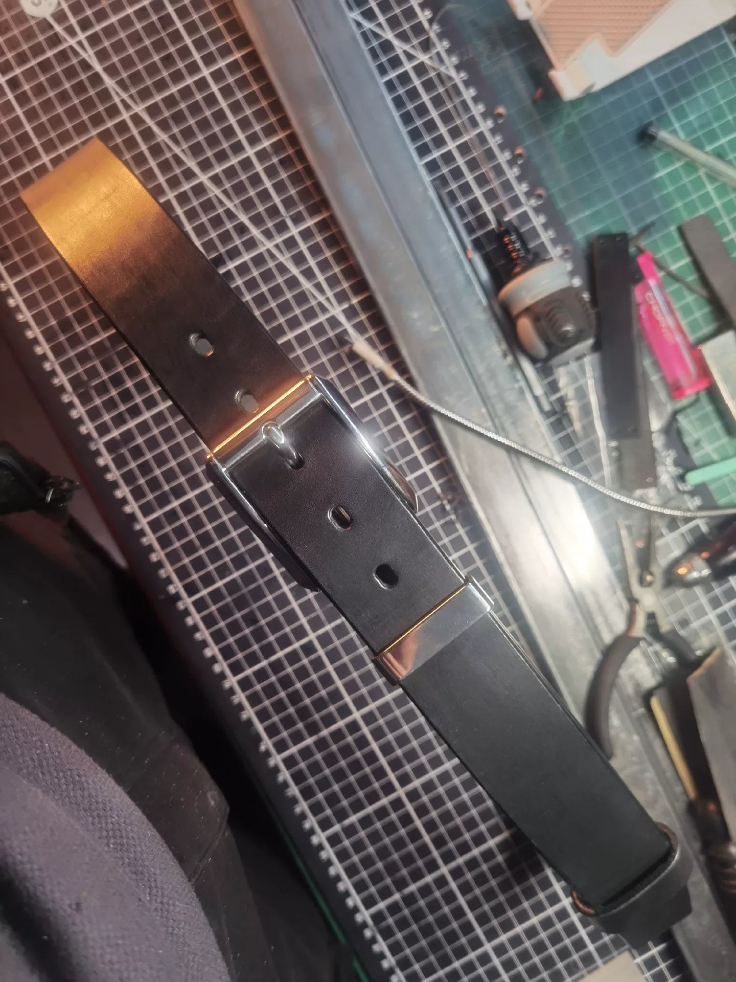 Meian handmade belt, imported from Meian. Black, business casual belt