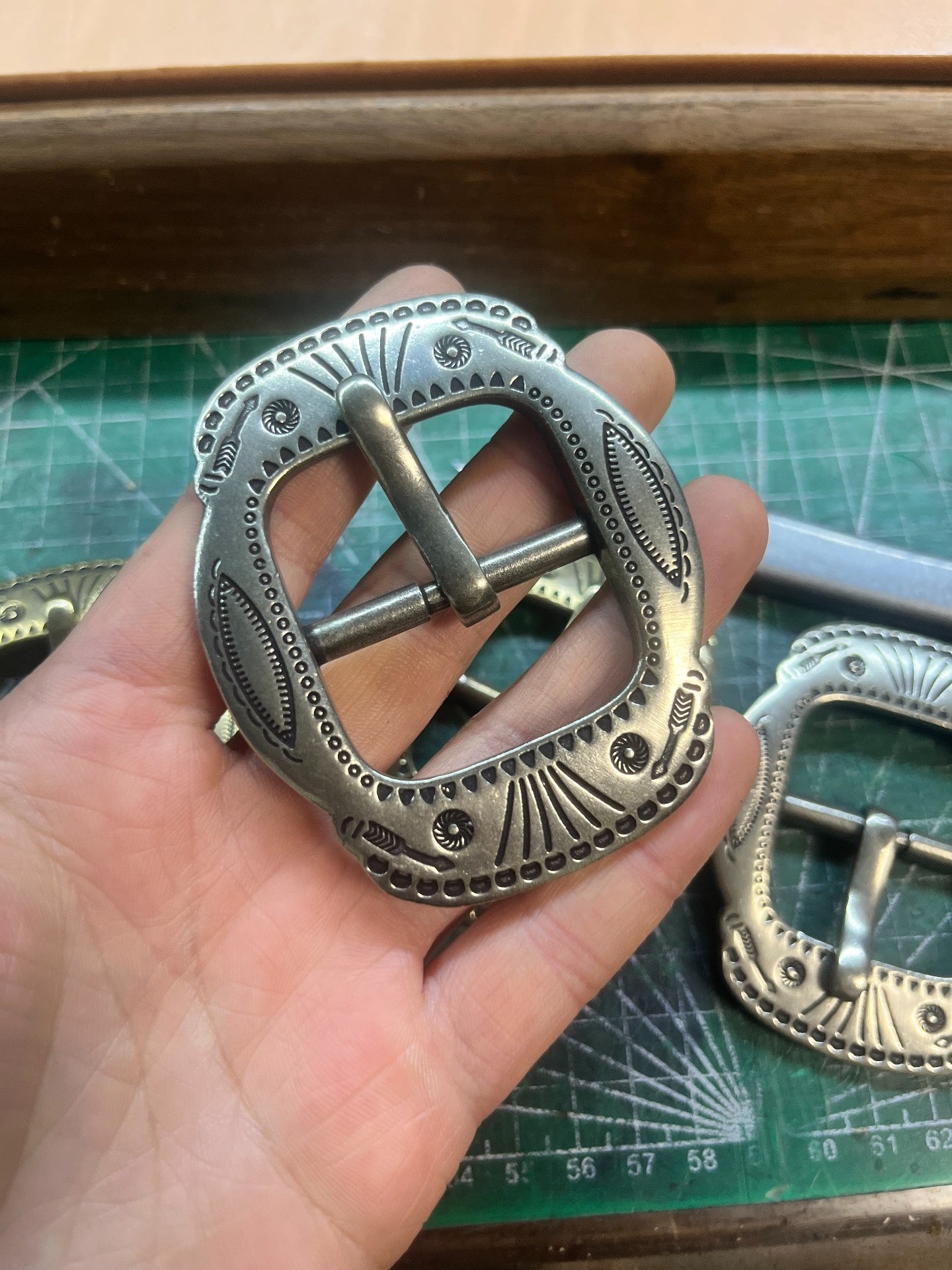 RRL Double RL Replica Belt — Solid White Bronze & Brass Vintage Buckle