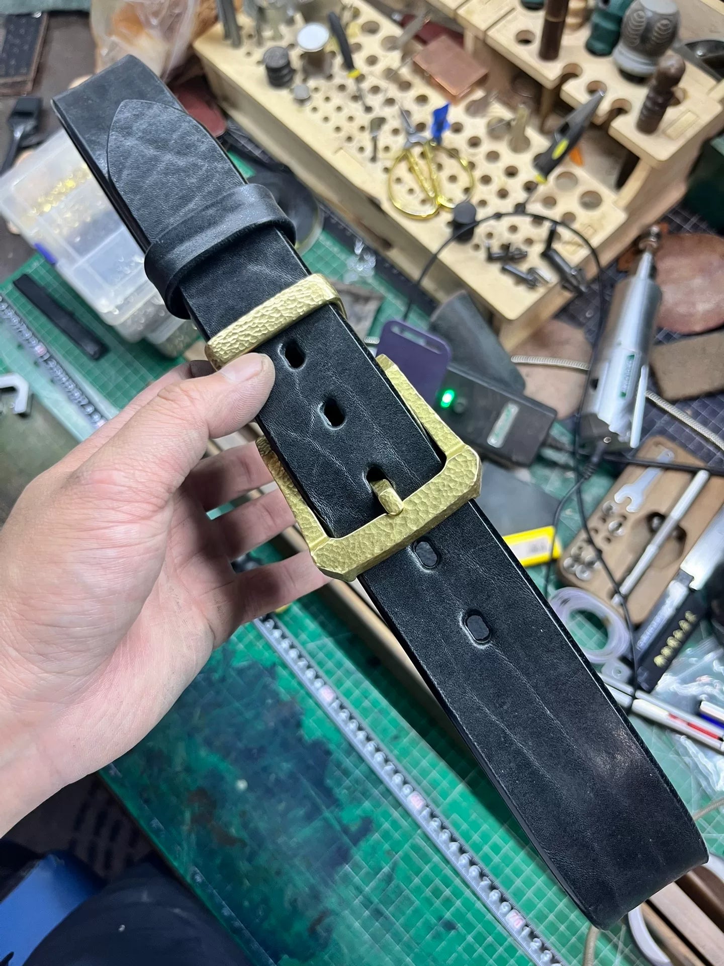 6.5mm Thick North American Dyed Black Buffalo Leather Belt