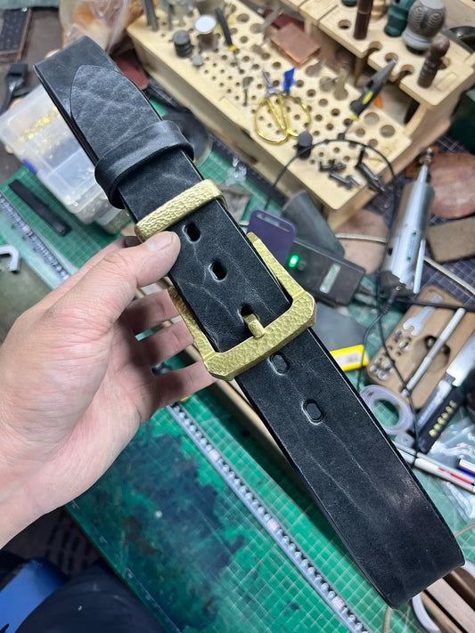 6.5mm Thick North American Dyed Black Buffalo Leather Belt