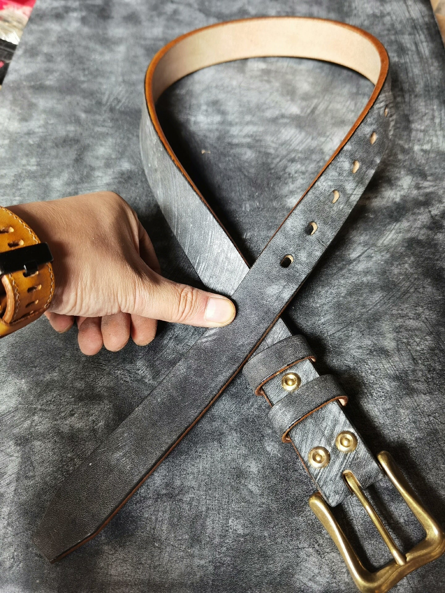 Women's belt JF horse bridle leather black