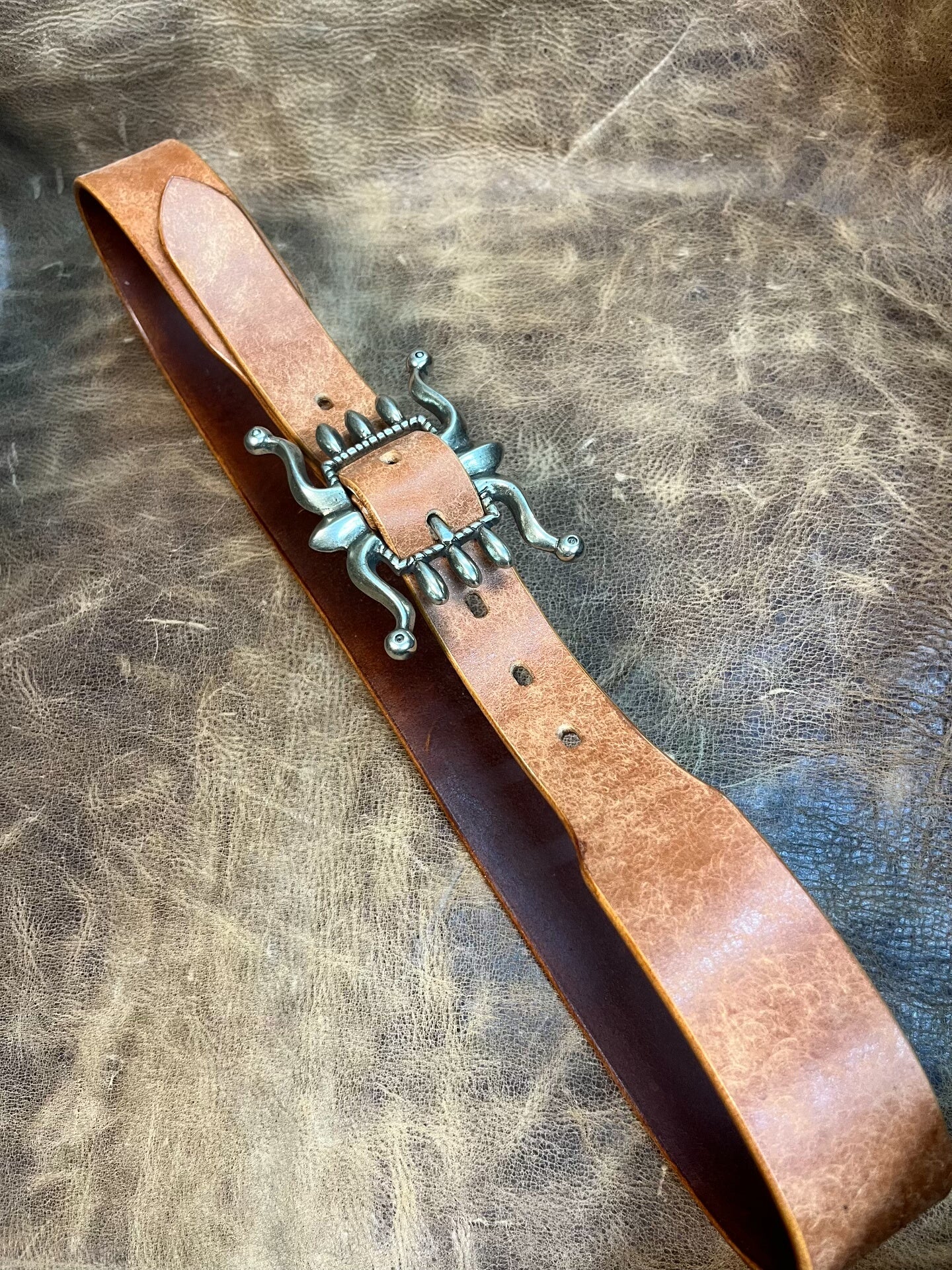 Solid white copper rrl octopus buckle original American western ret…