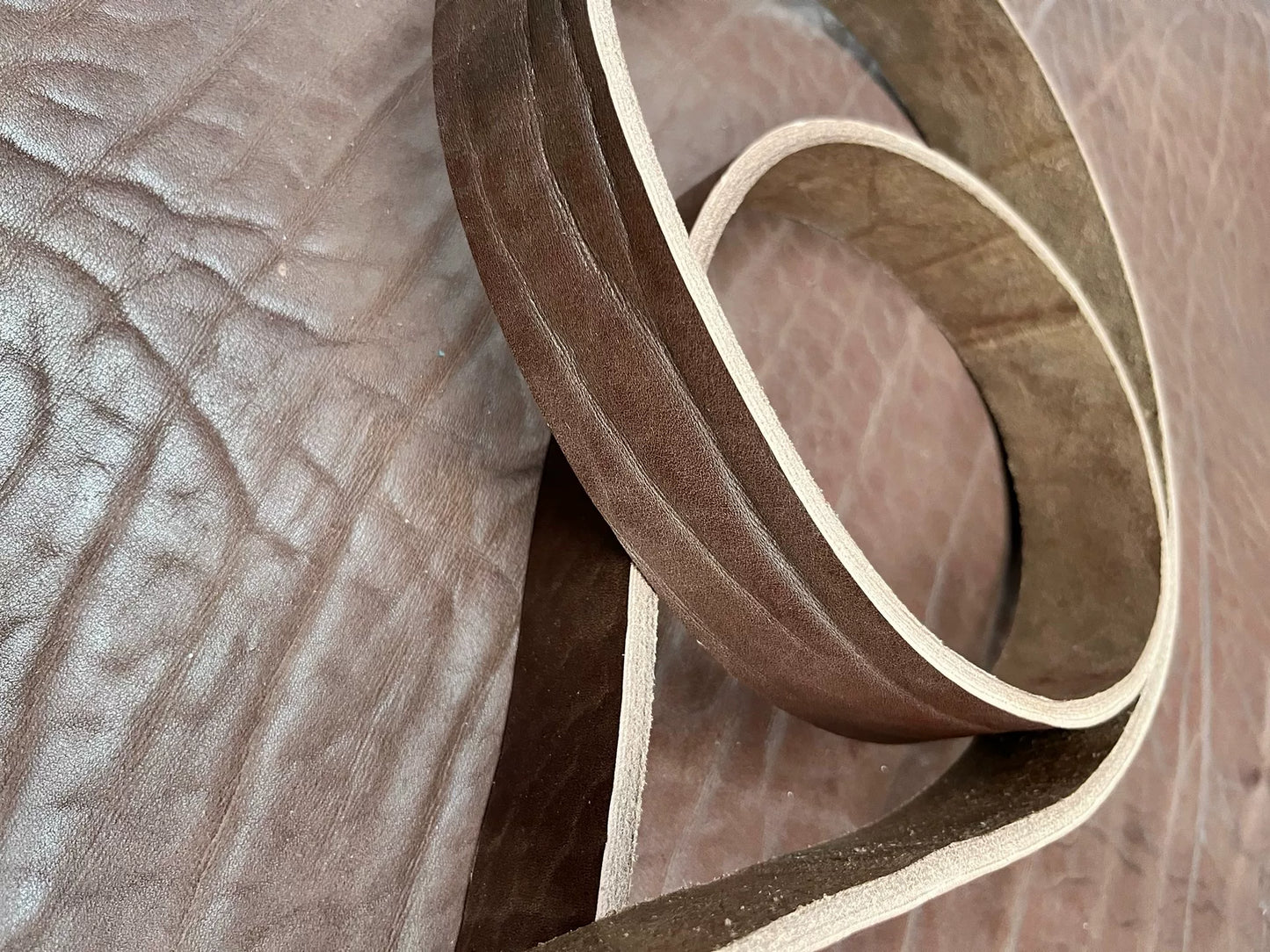 5mm Thick Buffalo Leather Belt Strap — Black/Brown