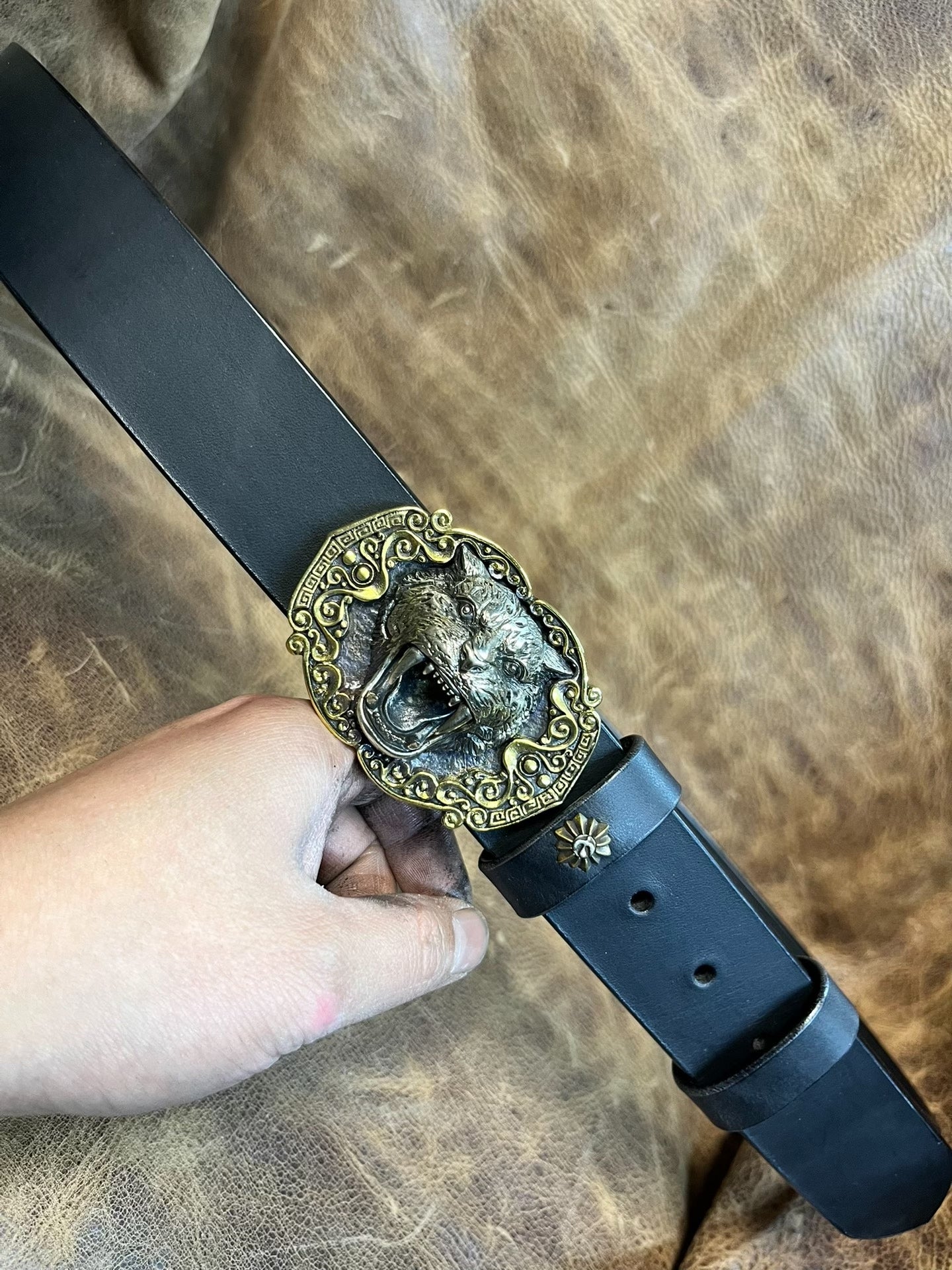The three-dimensional tiger head smooth buckle is matched with an I…