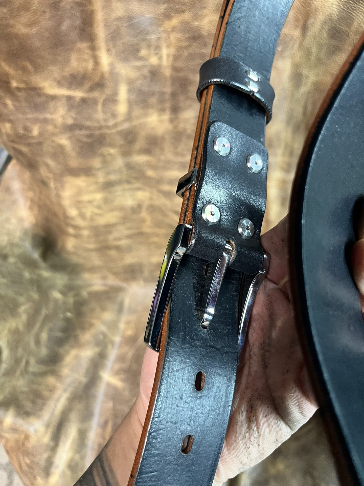 5.5mm thick Japanese Tochigi Shonan back leather belt with handmade…