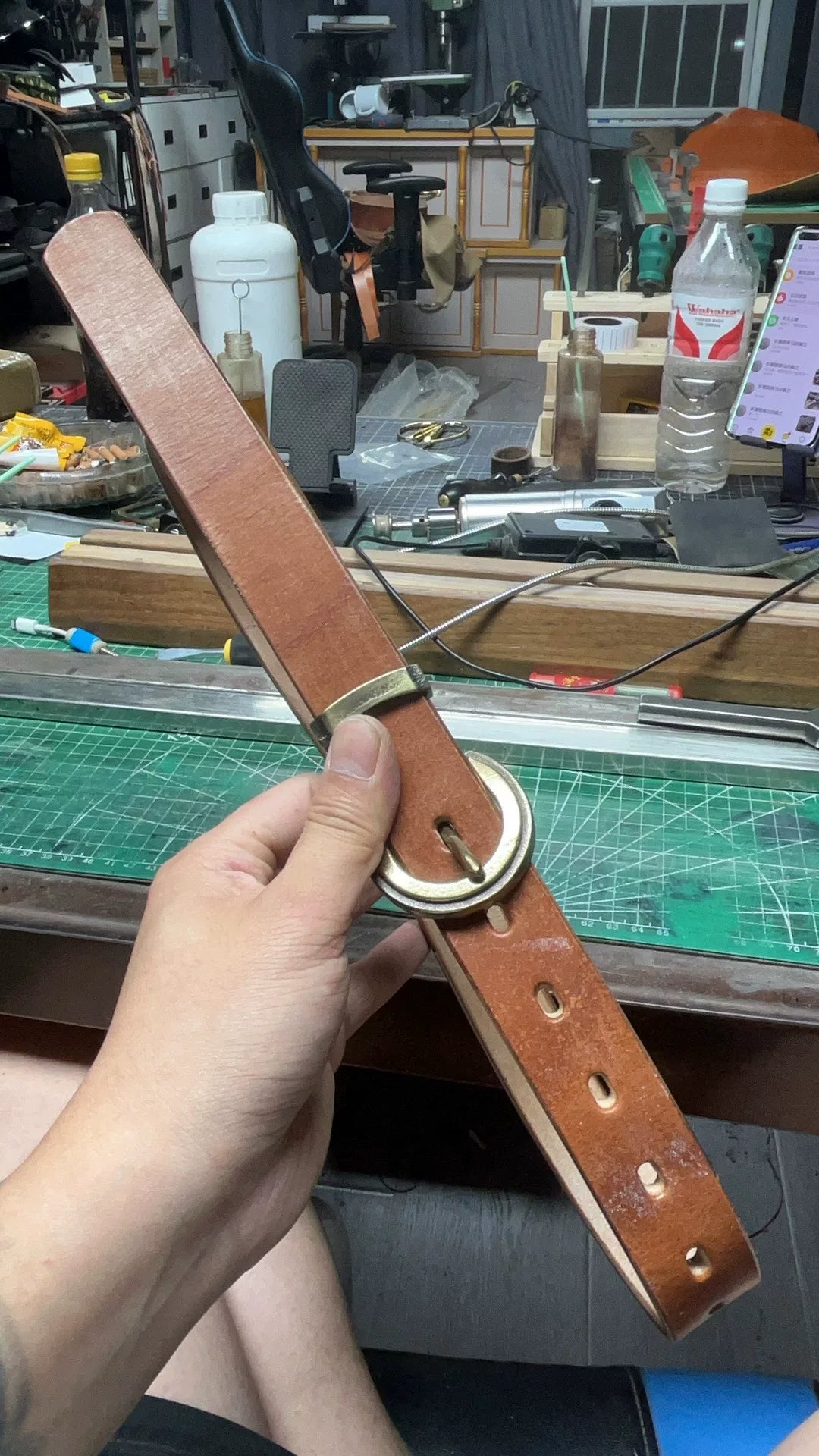 JF bridle leather brown women's belt