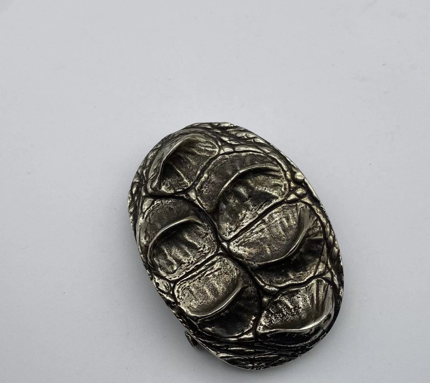 Pure copper crocodile skull belt buckle