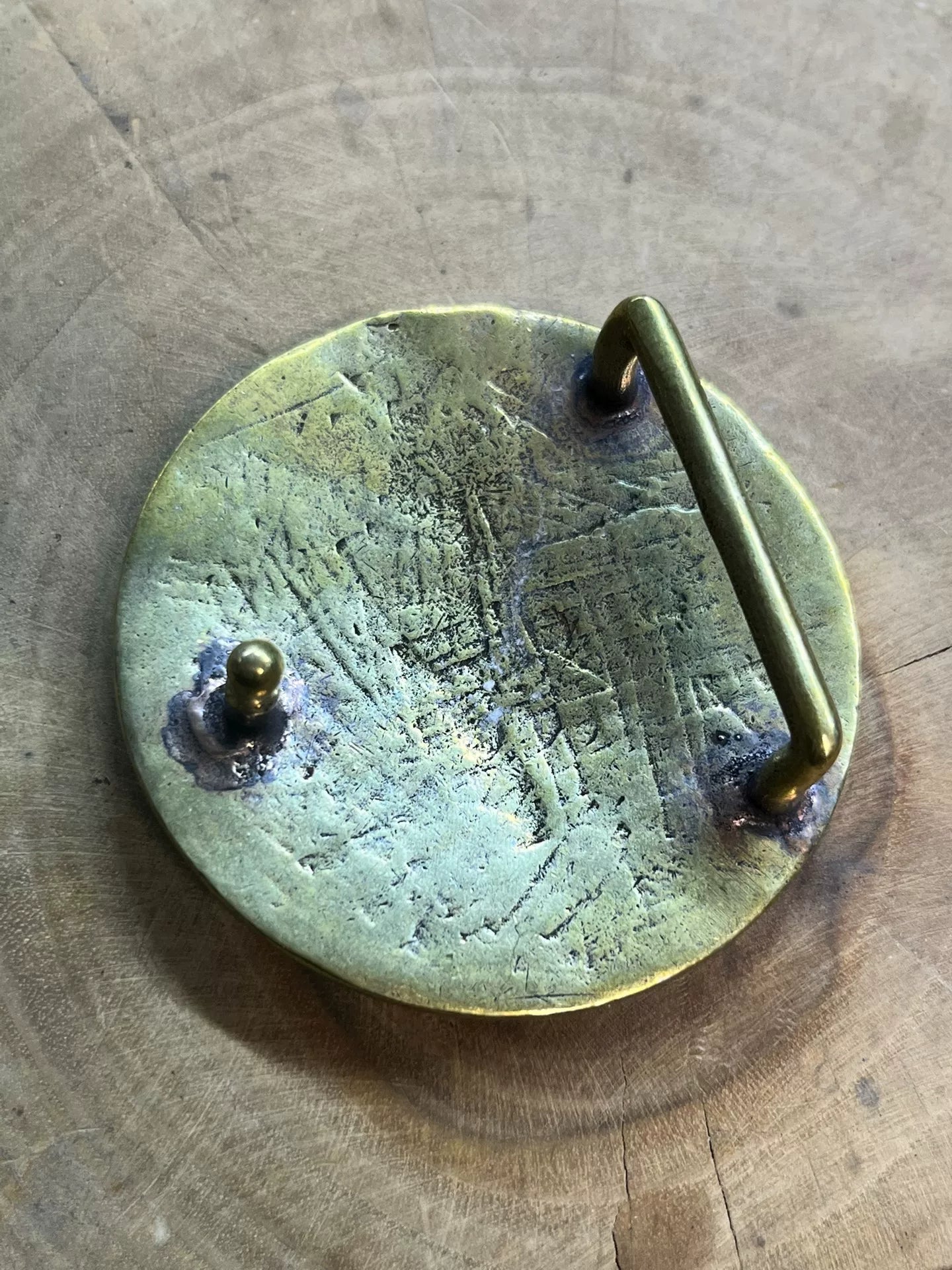 Broken copper solid brass vintage Thunderbird belt buckle