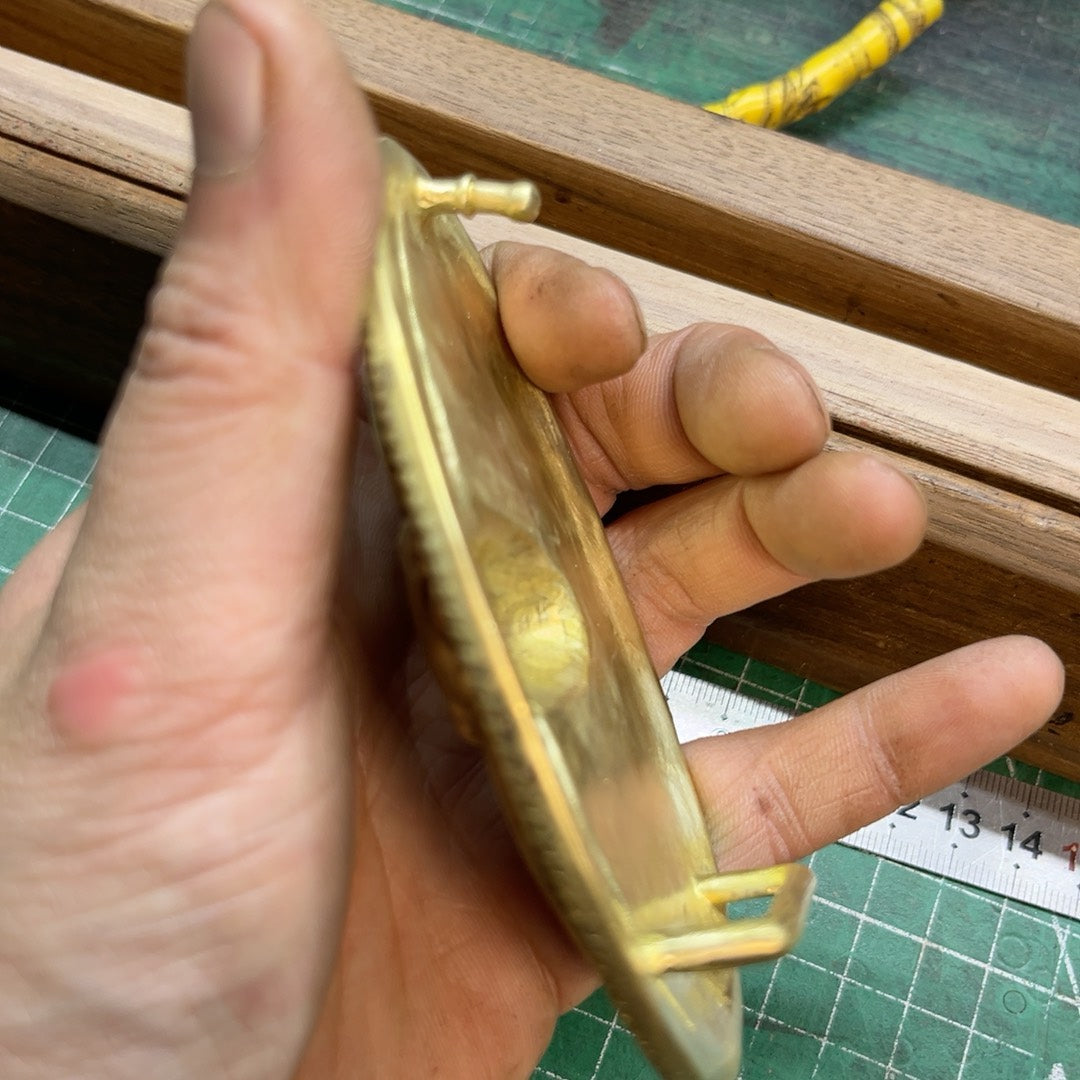 RL second-hand brass bull head belt buckle