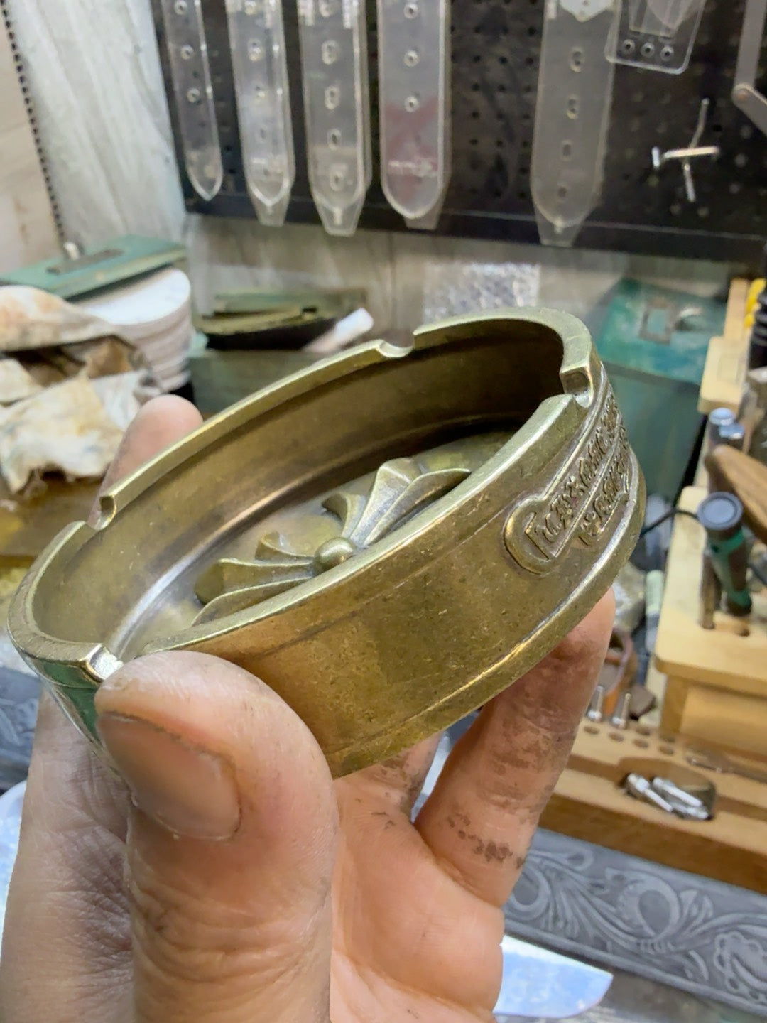 Solid Brass Crow Center Ashtray