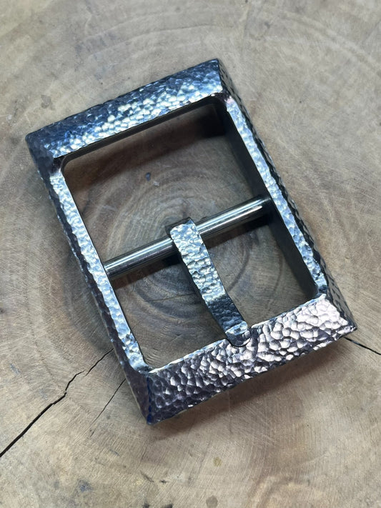 Hammered Stainless Steel Pin-Style Belt Buckle