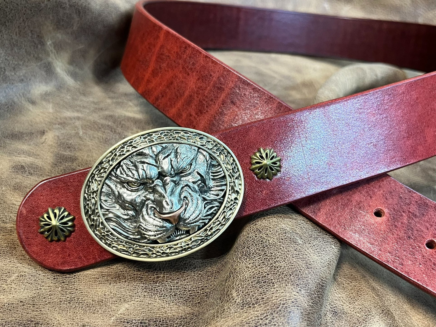 Tiger pure copper handmade belt buckle
