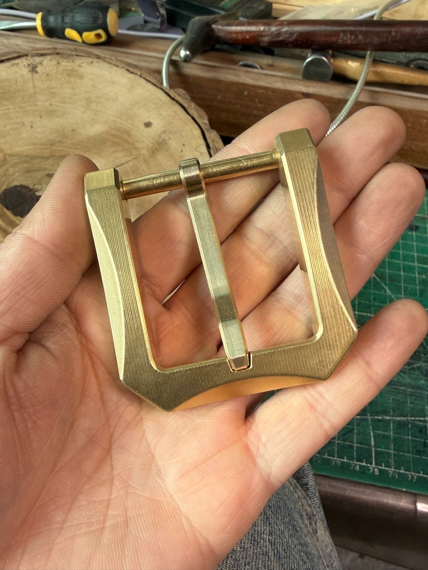 Brass large D buckle octagonal buckle wire cut thick belt buckle 4.…