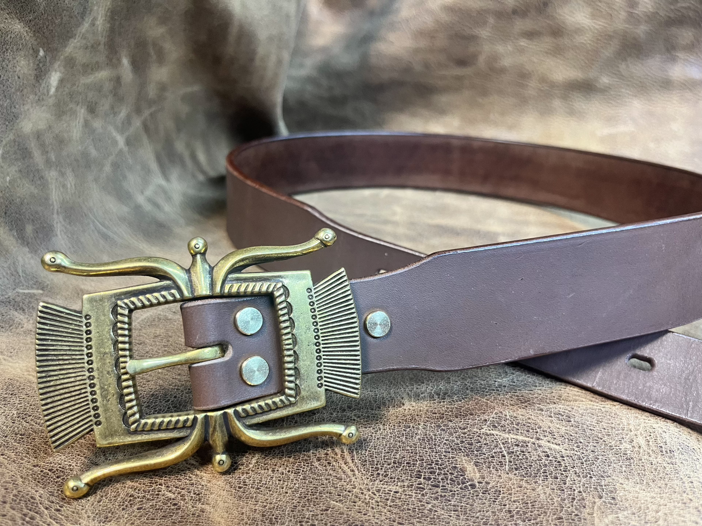 Solid white copper rrl octopus buckle original American western ret…