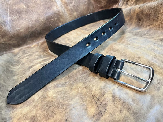 Black bison leather handmade belt