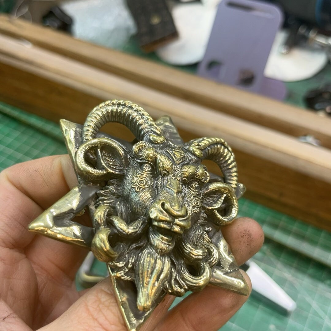 Brass Pan pure copper six-pointed star belt buckle