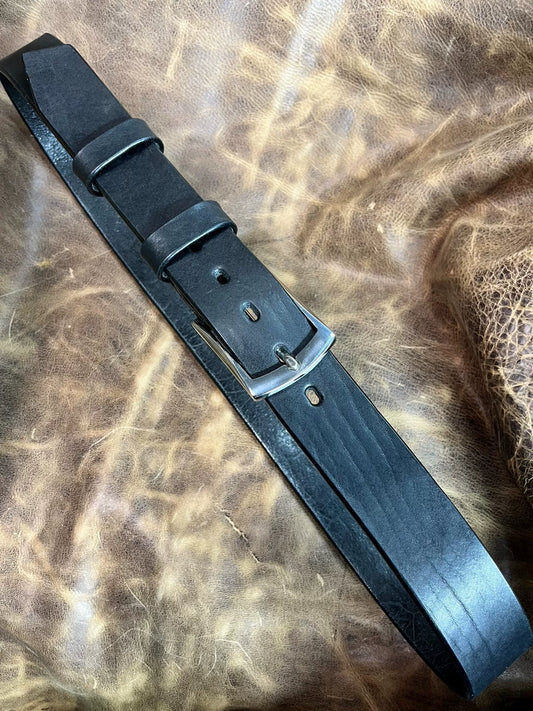 5.5mm thick North American black through-dyed bison leather first l…
