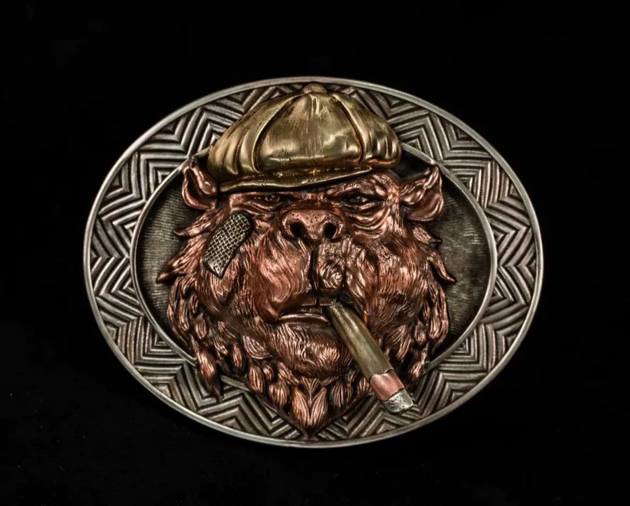 Shelby Bear pure copper handmade custom belt buckle