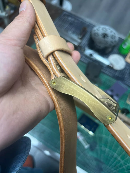 Meian with Chengfeng axis line-cut brass belt buckle men's handmade…