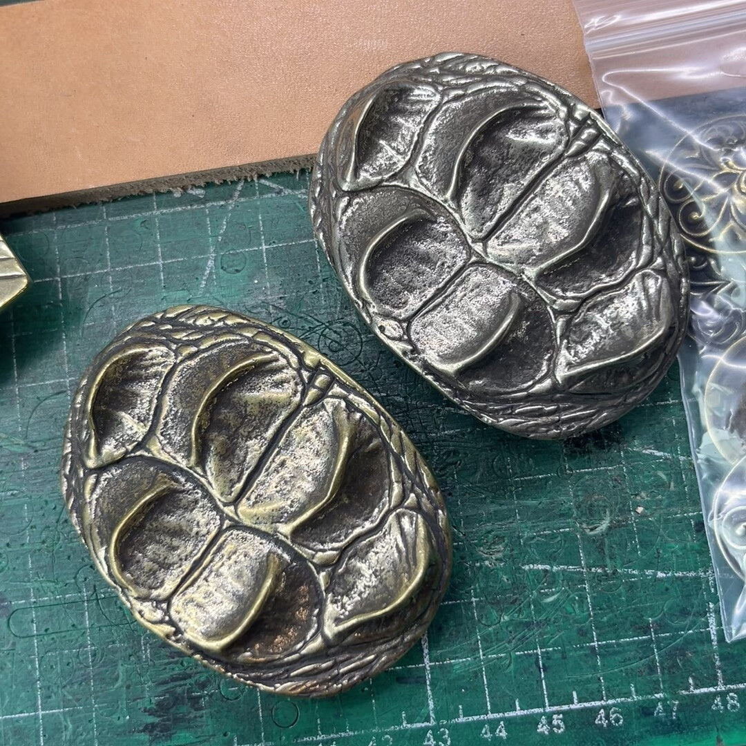 Pure copper crocodile skull belt buckle