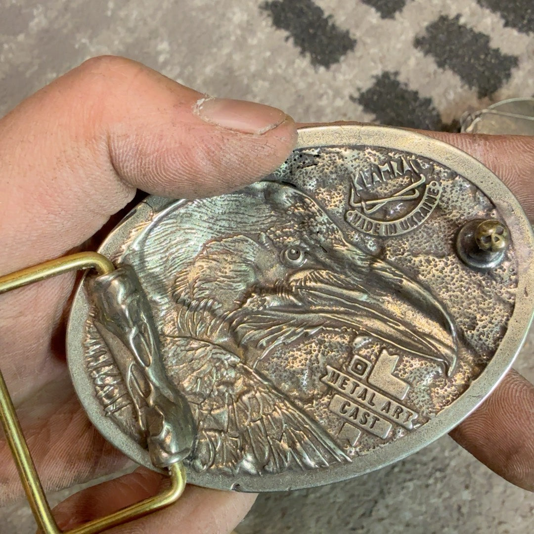 Pure copper Raven Western Central Cuban buckle