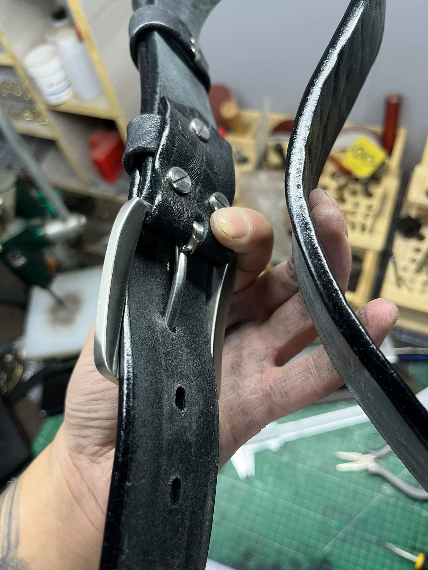 5.5mm thickened North American bison leather handmade belt