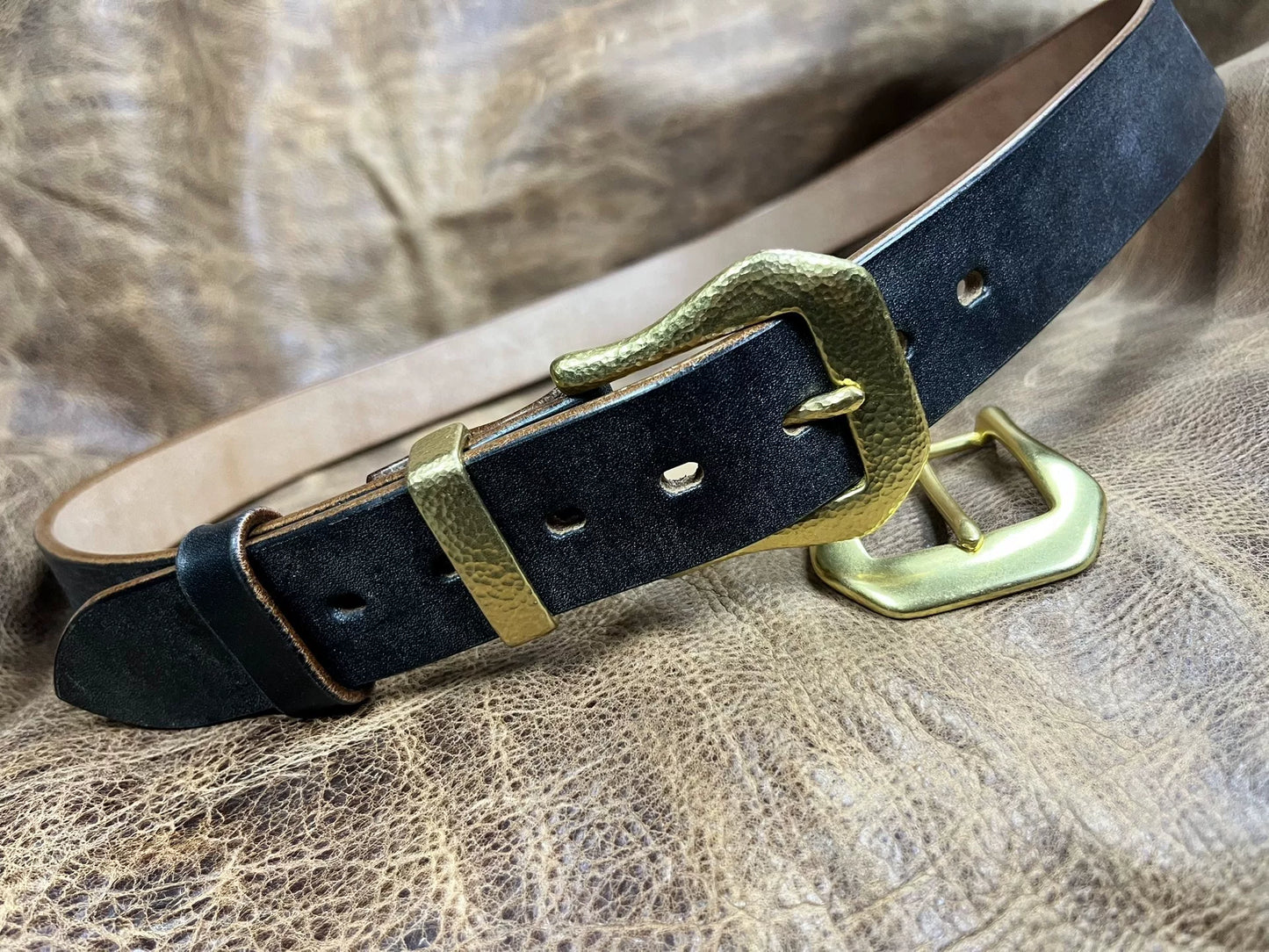 British JF horse bridle with handmade hammered solid brass belt buc…