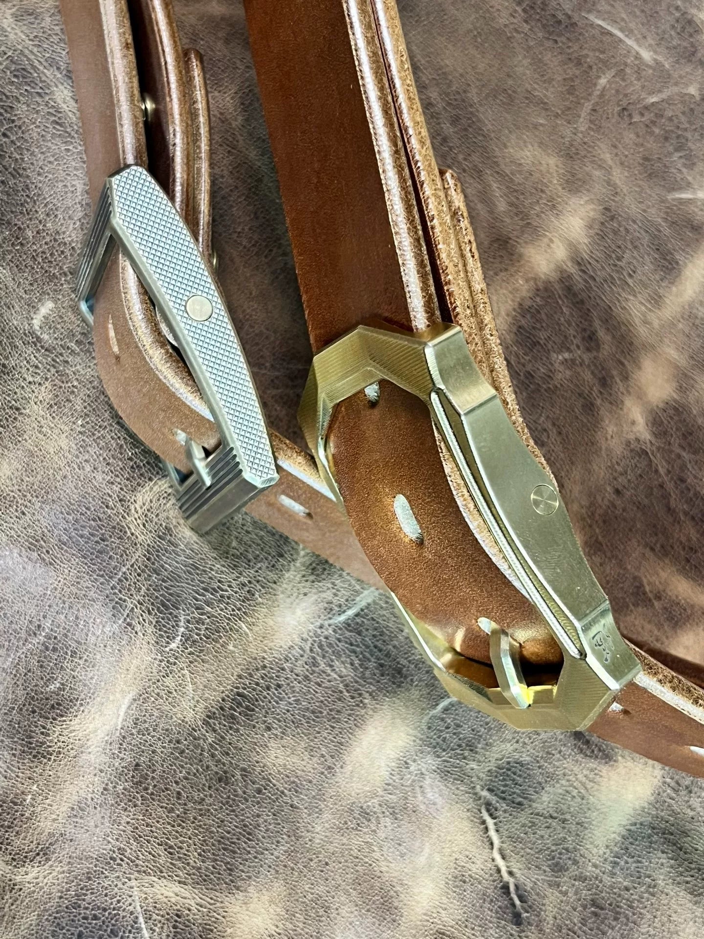 JF full-grain caramel brown bridle leather
